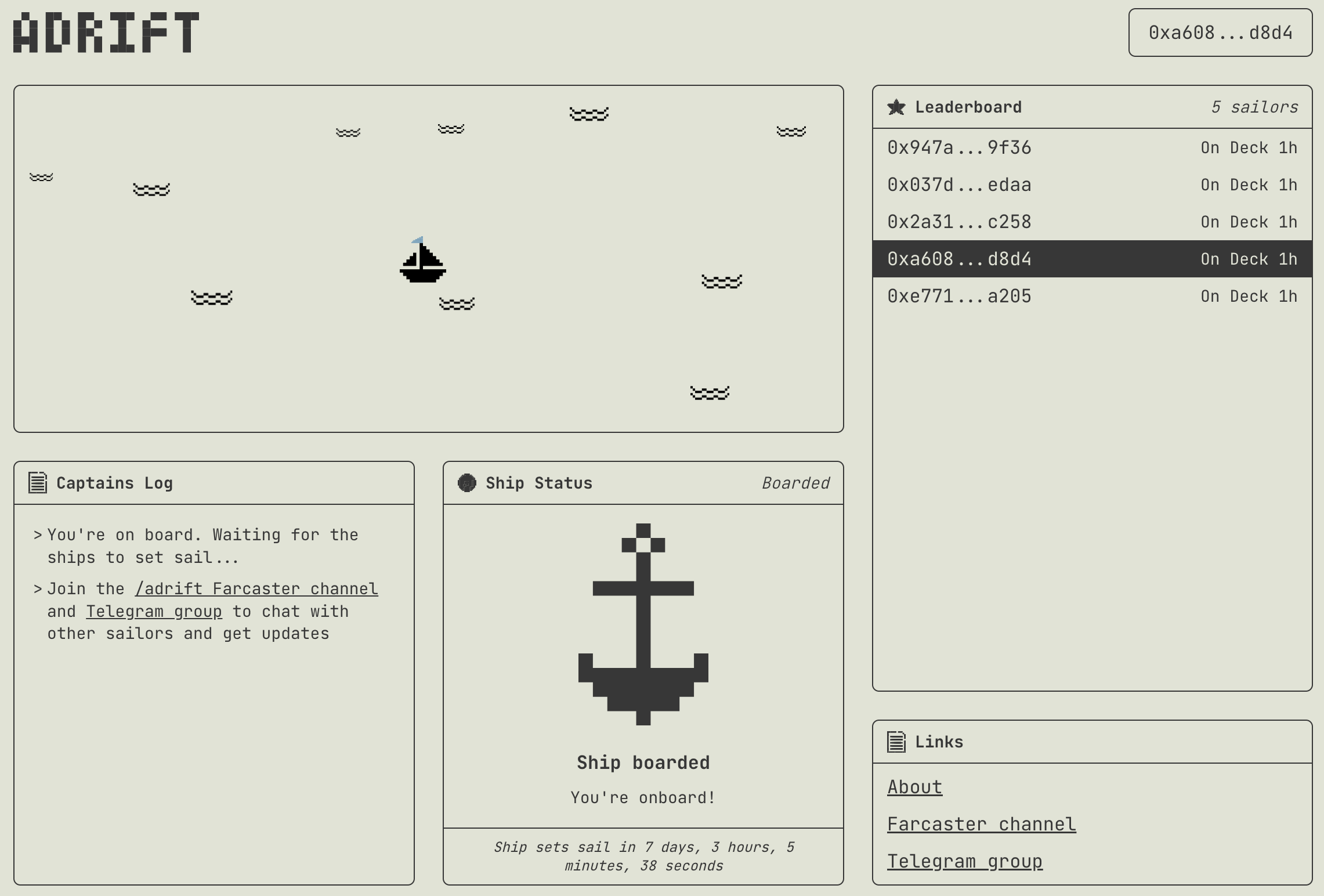 Adrift - Farcaster Mini Apps screenshot